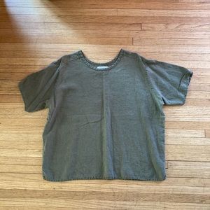 Green Flax linen t-shirt, size Large